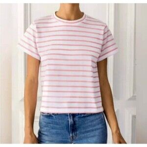 AYR “Sno Cone” pink white striped tee Size Large nautical beach outdoor summer